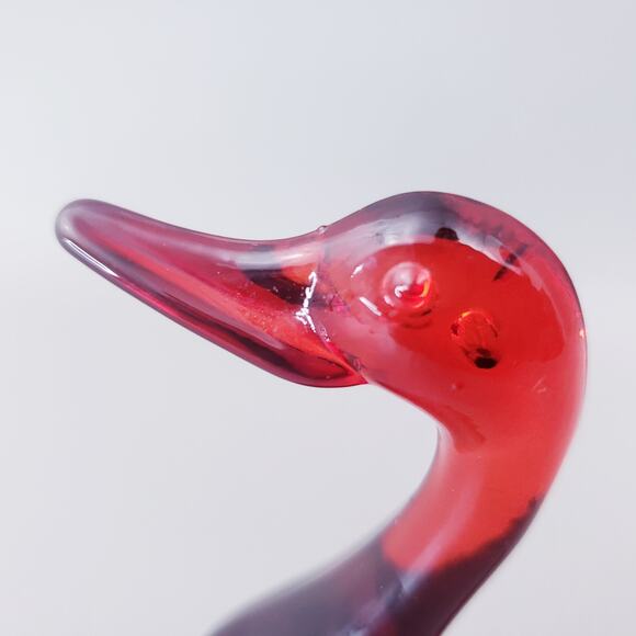 MCM Mid Century VIKING Ruby Red Glass EPIC Line DUCK Figure 5" Vintage - Picture 9 of 15